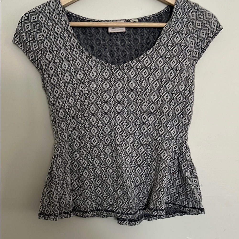 Geometric Black and White Women's Top
